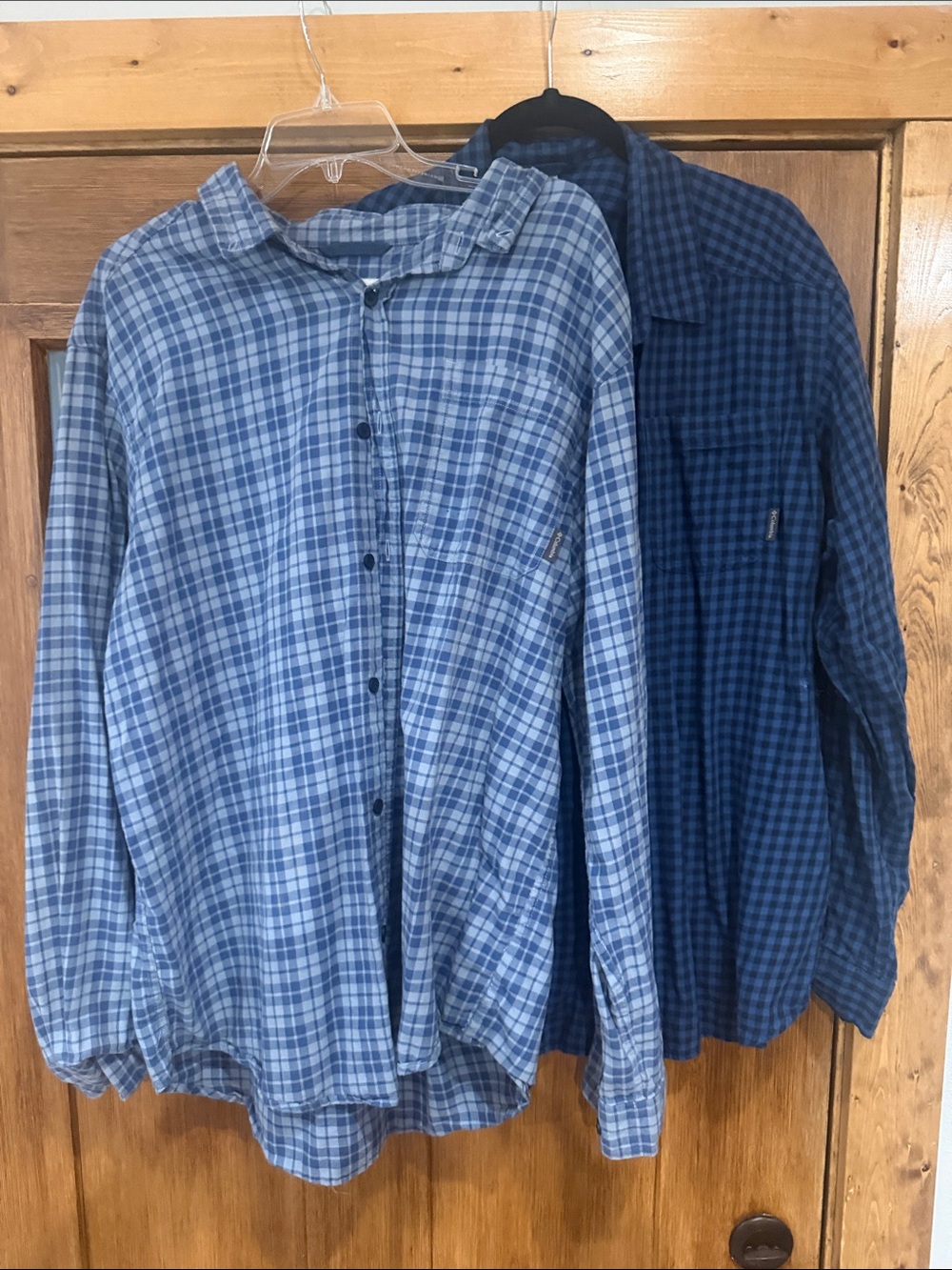 Columbia Men's Blue Plaid Button-Down Shirt - Light & Dark Blue Set lot of 2 xl